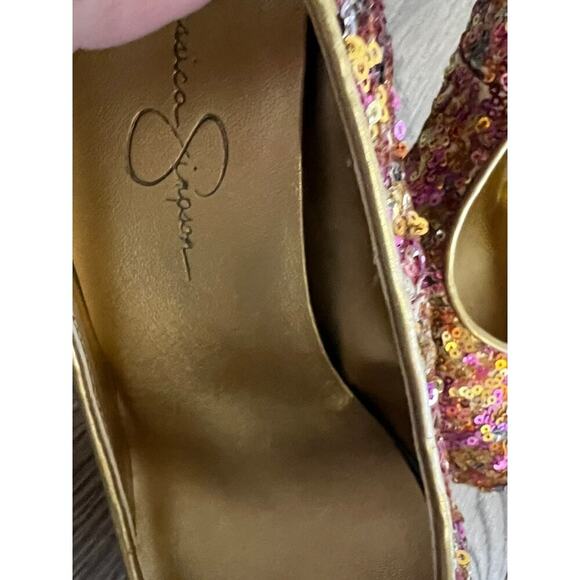 Blingy Cinderella Y2K Jessica Simpson sz 6 high heels sparkly colorful sexy - Picture 5 of 14